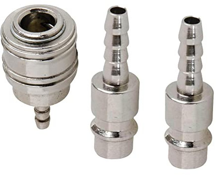 Dapetz ® 3Pcs Euro Air Line Hose Fitting Compressor Connectors Quick Release Barb Bayonet 6mm Hose Tail QR Coupler Fittings Kit Zinc Plated Finish