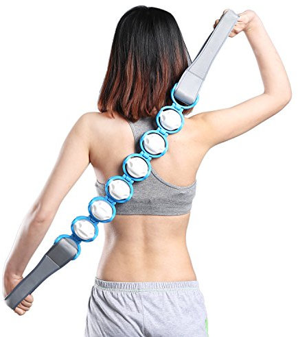 Nawati Massage-Roller, tragbar, für obere und untere Rücken, Schultern, Nacken, Fuß, Triggerpunkt, Rollen, selbstmassagefähig, Blau
