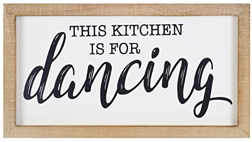 SANY DAYO HOME Lustiges Kicthen Schild mit englischer Aufschrift This Kitchen is for Dancing, rustikaler Holzrahmen, Wanddekoration, 40,6 x 22,9 cm