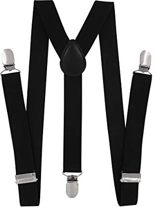 axy Kinder/Jungen Hosenträger-Y Form breit 2,5 cm mit 3 Starken Clips, kombinierbar mit Fliege - Uni Farben HTK25-1 (für Kinder (6 Monaten - 6 Jahre alt), Schwarz)
