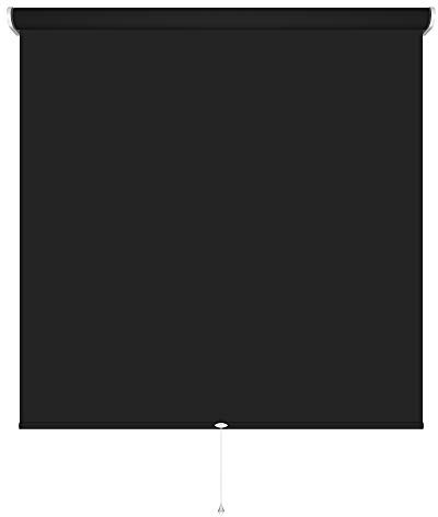 Rollo Springrollo Mittelzugrollo 14 Farben Breite 62 bis 202 cm Länge 180 cm Bedienung Mittelzug Stoff blickdicht lichtdurchlässig Fenster Sonnenschutz Blendschutz (202 x 180 cm / Schwarz)