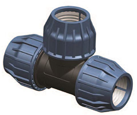 Elysee PP-Fitting, Klemmkupplung, T-Stück 3 x Klemm für PE-Rohr, 25mm, DVGW, Trinkwasserzertifiziert
