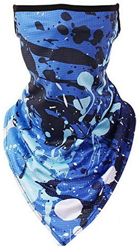 Unisex Bandana Face Covering Mask Scarf Face Rave Balaclava Neck Gaiter with Ear Loops, Dust Cloth, Washable Snood, Wind Motorcycle Cover (Abstract Blue)