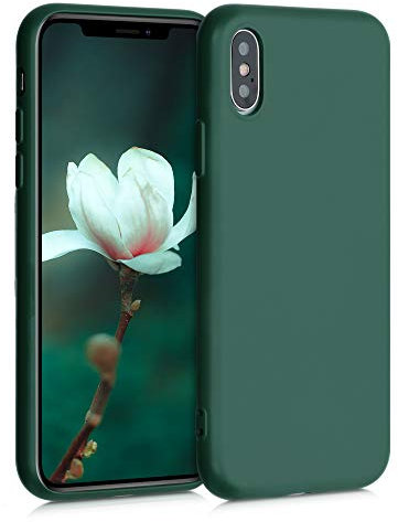 kwmobile Case Compatible with Apple iPhone XS Case - Slim Protective TPU Silicone Phone Cover - Moss Green