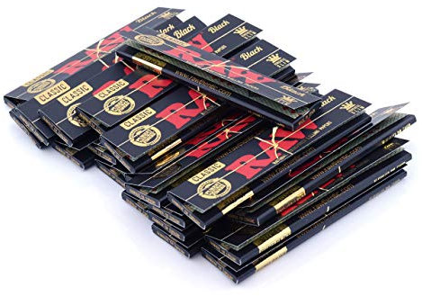 Papel de liar Raw negro, tamaño grande, fino, clásico, natural, sin refinar, 110 mm, 20 unidades