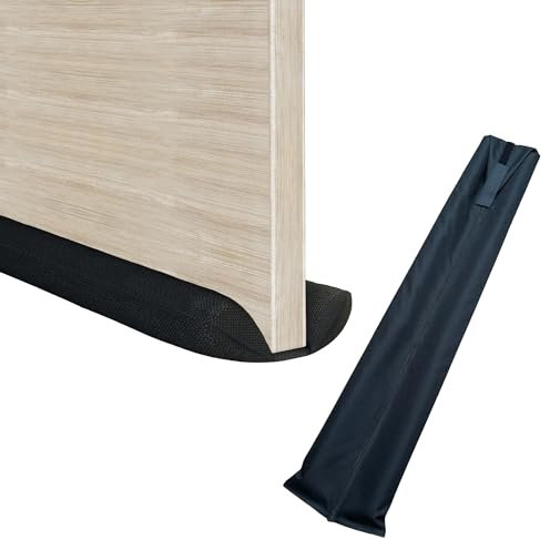 MOXVIO boudins de porte double sous porte, résistant à l'eau, à la neige en tissu Oxford 600D, boudin de porte réglable de 70 à 90 cm, boudin de porte de qualité supérieure (noir)