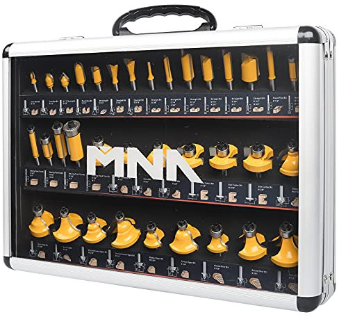 MNA 35 Pcs Router Bit Set, 1/4 Shank, Carbide, Straight Cut, Woodworking Router Bits