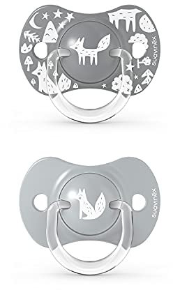 Suavinex, Packung 2 x Sx Pro physiologischer Schnuller, Für Babys +18 Monate, Schnuller mit Sx Pro Physiologischer Silikonsauger, +18 Monate, Farbe Grau