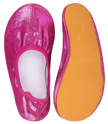 Siegertreppchen Gymnastikschuhe Glitzer (Größe 24 – 40) - Turnschläppchen für Mädchen & Jungen - Atmungsaktive & rutschfeste Ballettschuhe - Ballarinas in Rot, Pink, Blau und Bronze