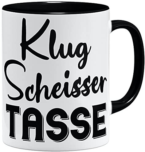 OM3® witzige Klugscheisser Tasse für alle Besserwisser | Keramik Becher | 11oz 325ml | Beidseitig Bedruckt | Schwarz