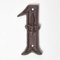HOMESCAPES Cast Iron Door Number 1 Decorative Antique Brown Finish House Number with Fleur De Lis Traditional Hand Cast Design H 11.8 x W 8 cm