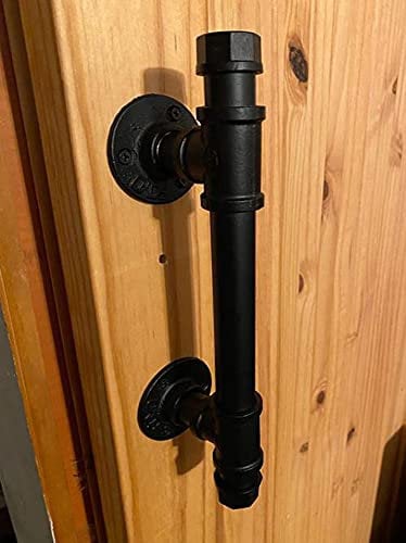 1 poignée de porte de grange noire, poignée de porte extérieure rustique, poignée de porte intérieure en fer, poignée de porte coulissante avant, poignée de porte coulissante de style industriel rétro