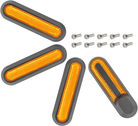 Natcoo Roller Radabdeckung Reflektorstreifen für Xiaomi M365, Pro, 1S, Essential, Pro2, Mi3, Vorder und Hinterrad Schutzabdeckung, reflektierendes Stück E-Scooter Zubehör (Schwarz/Orange)