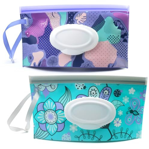 Baby Wipe Dispenser,Portable Refillable Wipe Holder Wipe Dispenser Bag Reusable Travel Wet Wipe Pouch