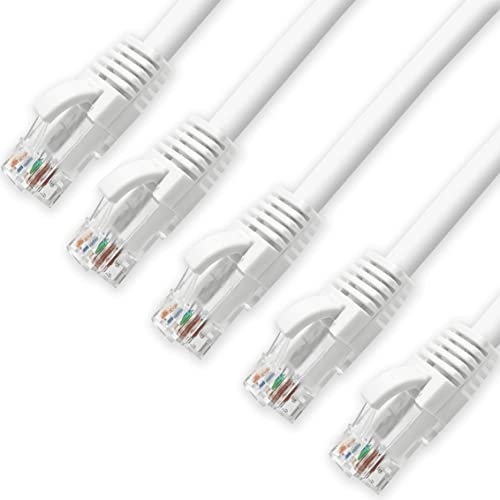 D.Square - 5 Piezas Cable Ethernet Internet LAN 1m, Cat.6 U/UTP Blanco, Cable de Red LSOH, Conector Rj45, 1 GB/S, Ideal para Router/Móderms, Switch, Repetidor, Ordenador, Portátil, Red Locales.