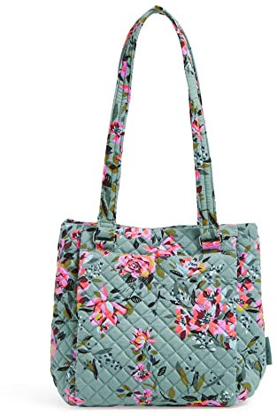 Vera Bradley Damen Cotton Multi-Compartment Shoulder Satchel Purse Handtasche, Rosy Outlook-Recycelte Baumwolle