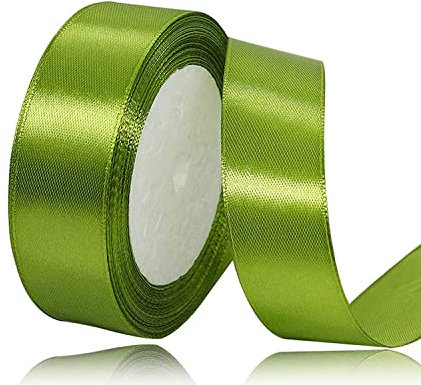 Olivgrün Satinband 20mm x 22Meters Schleifenband Apfelgrün Geschenkband Dekoband Stoffband für Geschenk, Basteln, Nähprojekte, Haarschleifen, Brautstrauß, Hochzeits Dekoration