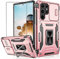 Jshru for Samsung S22 Ultra 5G Case with Slide Camera Cover,S22 Ultra Military Grade Shockproof Case with Ring Kickstand, Anti-Scratch Case for Samsung Galaxy S22 Ultra,Rose Gold