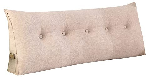 RAKTOV Schlichtes dreieckiges Lesekissen, großes Rückenlehnenkissen für Bett, Sofa, Tatami, Tagesbettkissen, Keil-Kopfteil-Kissen mit abnehmbarem Bezug, 180 x 50 x 20 cm, Khaki