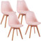 Brigros WeHome - Set 4 Sedie Candice, Sedie Sala Da Pranzo O Ufficio, Sedia Ergonomica, Seduta Imbottita Con Cuscino In Similpelle, Sedie Camera, Piedi In Legno Di Faggio, Arredamento Casa (Pink)