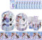 Décoration d'anniversaire La Reine des Neiges - 51 pièces - Vaisselle de fête d'anniversaire d'enfant - Fournitures de table avec nappe et serviettes - Décoration d'anniversaire pour fille - La Reine