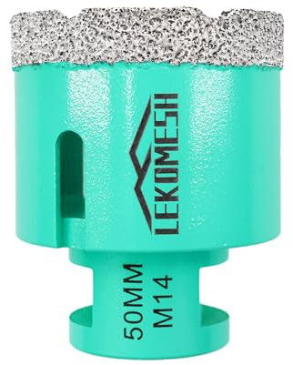 LEKOMESH Diamond Core Drill Bit 50MM - Hole Saw for Porcelain, Ceramic Tile, Marble, Granite, Stone, Quartz - M14 Thread for Angle Grinder - Mint Green