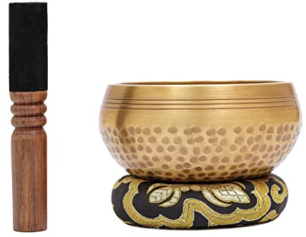 Tibetan Singing Bowls Set~ Meditation Sound Bowl hand Hammered in Nepal For Yoga, Meditation, Mindfulness, Healing & Chakra balancing~ (4 inch (Black Cushion))