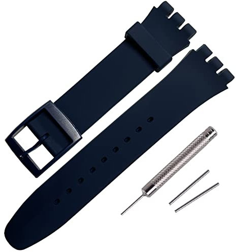 Rihahisy Bracelet de montre de rechange en caoutchouc de silicone pour Swatch (20 mm, bleu violacé)
