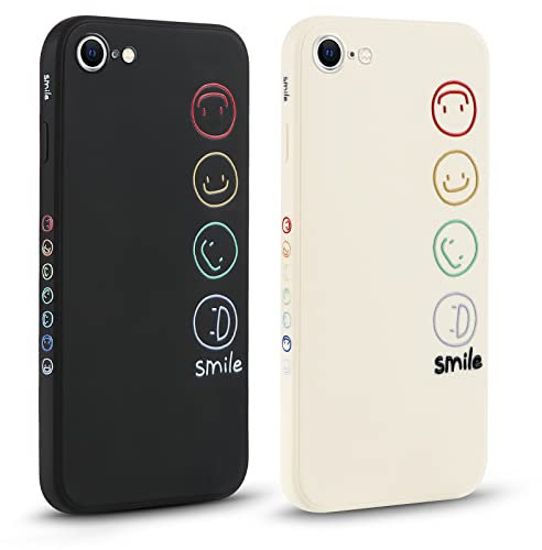 Pnakqil 2 stück Handyhülle für Apple iPhone 7/8/SE 2020/2022 4.7,Hülle Süßes Bemaltes Muster Smile Face Design Case Weiche Tasche für Damen Geschenk Modische Dünn Stoßfeste Kameratasche Schutzhülle