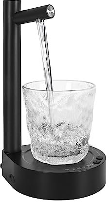 Elektrischer Wasserspender Water Dispenser Vorsatz mit Halterung, Pumpe für Wasserflasche, Automatischer Wasserspender mit USB für Universal Camping, Schule, Büro, Zuhause (Black)