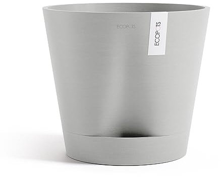 Ecopots Blumentopf Venice 2 mit Bewässerung Hell Grau - Durchmesser Ø 40 cm rund groß - Pflanzentopf aus Recycling Kunststoff - Übertopf mit Wasserversorgung modern für Indoor und Outdoor