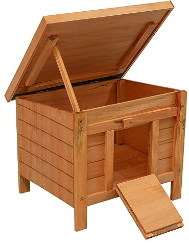 Woodside Wooden Animal Shelter for Hedgehogs/Guinea Pigs/Rabbits/Tortoises/Kittens/Puppy, Outdoor Hibernation House, Lockable Predator Protection