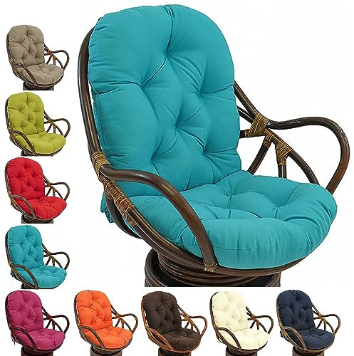 FUYAO Outdoor Swivel Rocker Kissen,wasserdichte Verbesserte Bequeme Hängematten Papasan Stuhl Kissen,120 * 60cm Schaukelstuhl Kissen+ Hohe Rückseite, Für Swing Wicker Rattan Ei Stuhl(Color:Blue)