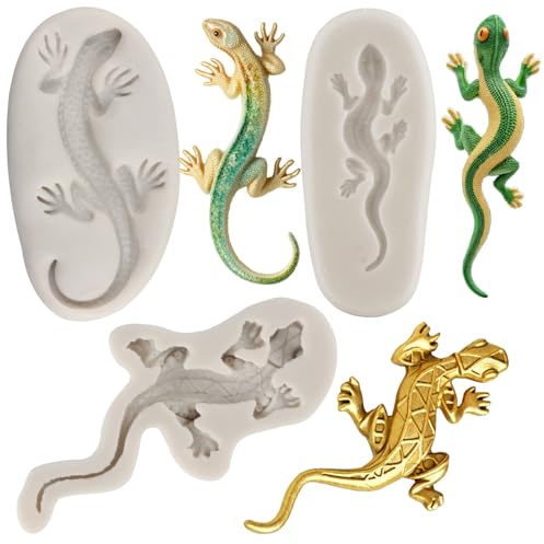 MYPRACS 3 Stück 3D Eidechsen Gecko Fondantform Silikonformen