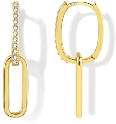 ALEXCRAFT 14K Creolen Gold Eckige Ohrringe Hängend Vergoldete Geschenk für Frauen Freundin Mama Mädchen