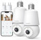 Codnida Light Bulb Security Camera Indoor/Outdoor Wireless,2K Security Camera CCTV Camera Compatible with E27 Bulb Socket,Smart Siren Alarm,SD/Cloud Storage,2pcs