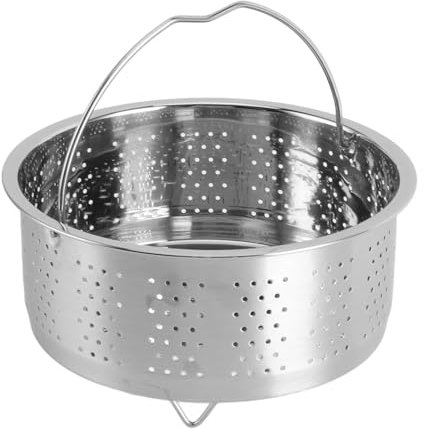 Cesta para Vaporera para Olla Arrocera, Base Elevada, Orificios de Herméticos, Inserto para Olla de Acero Inoxidable, Rejilla para con para Mariscos (Acero inoxidable 2)
