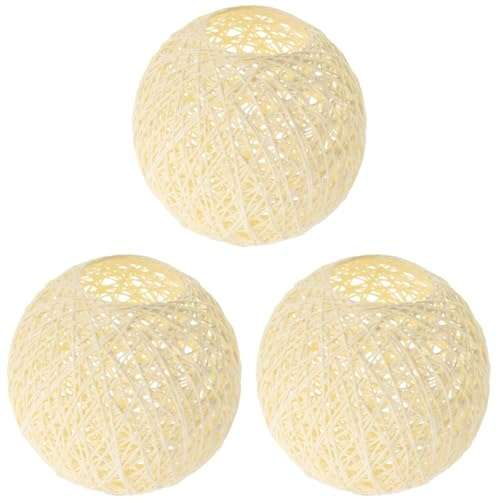 Amosfun 3 Abat-Jour Rotin Lampe DéCorative Chambre Salon Couvercle Lumineux De Table En Papier Beige Diffuse Une LumièRe Douce Pour Lampes De Table Lampadaires Et Suspensions