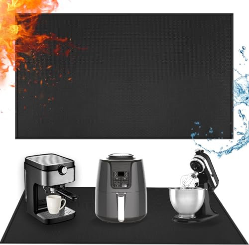 Amerbro Tappetino extra large resistente al calore per piano di lavoro, 61 x 122 cm, in silicone ignifugo, per bancone della cucina, facile da pulire, tappetino protettivo per friggitrice ad aria,