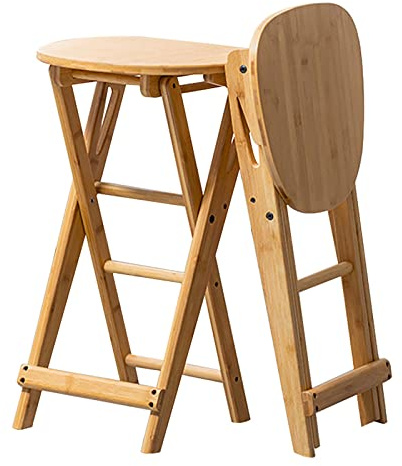 XBDLYQBD Tabouret de Bar Pliant en Bambou, Tabouret Portable, Tabouret de Hauteur de comptoir de Cuisine, Chaise Pliable avec Repose-Pieds, tabourets en Bois Pliables pour Le