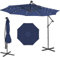 TANGZON 10 FT/3M Outdoor Cantilever Umbrella with 32 LED Lights, Garden Parasol with 8 Sturdy Ribs, Easy Tilt Mechanism, Steel Base, Patio Market Offset Umbrella for Backyard Pool Lawn (Navy)