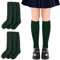 Yusons Calcetines Altos Escolares para Niñas, Medias Largas de Algodón para Uniforme y Deporte, Pack de 6 pares (FR/ES, Números, 28, 33, Verde)