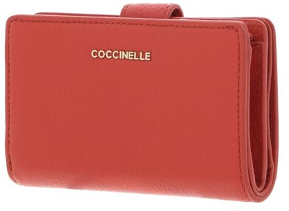 Coccinelle Metallic Soft Mini Wallet Grained Leather Grenadine Red