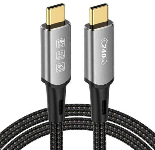 DGHUMEN USB4 Kabel mit Thunderbolt 4 Kabel 1M, 240W Ladekabel 40Gbps Datenkabel 8K@60Hz 4K@120Hz HDR, PD3.1, USB C zu USB C Kabel für iPhone 15Pro, Macbook, iPad Pro, SSD, Laptops, Monitor, Hub, Dock
