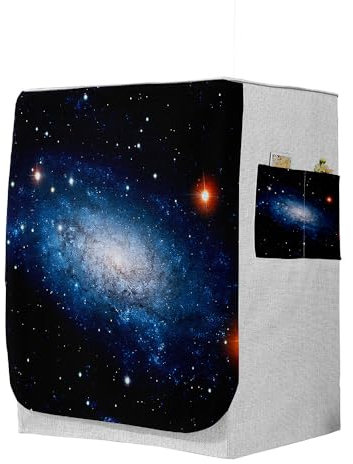 Highdi 3D Funda de Lavadora Cubierta, Secadoras de Carga Frontal Protector Exterior Cubierta a Prueba de Polvo (Capacidad M 8~10kg,Universo 2)