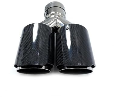 Schalldämpfer 1 Stücke Universal Dual Auspuff Spitze Auspuffrohr Schwanz Quad Auspuff Schalldämpfer Spitze Glänzende Carbon Faser Endrohr(48MM IN-76MM Out)