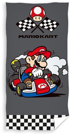 Carbotex Super Mario Kart Duschtuch, Strandtuch, Badetuch, 100 % Baumwolle, Maße: 70 x 140 cm