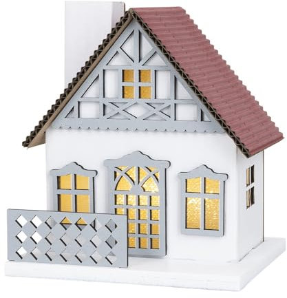 Ideen mit Herz LED-Haus mit Licht-Effekt-Folie | Miniatur-Häuschen | Stimmungslicht | batteriebetrieben | 9,5 cm x 8,2 cm x 11 cm