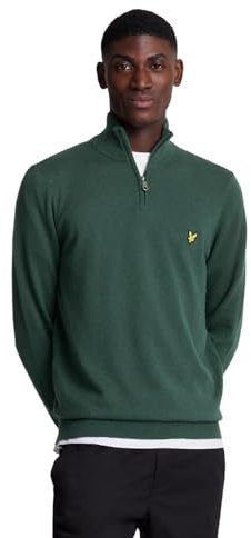 Lyle & Scott Mens Cotton Merino Quarter Zip Jumper (UK, Alpha, XXL, Regular, Regular, Argyle Teal)