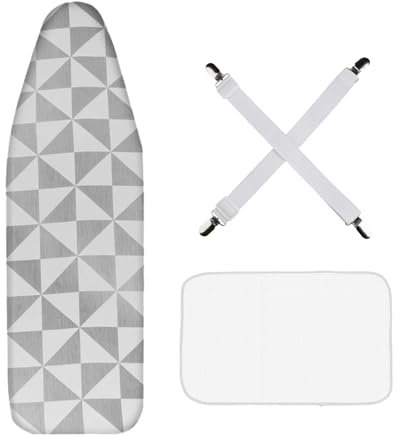 GUTERTOP Bügelbrettbezug 130×48 cm für Dampfbügelstation, für 110-120cm x 30-41cm Bezug Bügelbrett. mit Bügeltuch und Halteklammer Ironing Board Cover